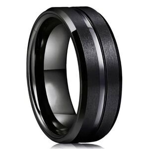 Stainless Steel Black Wedding Band Street Style Unisex Ring